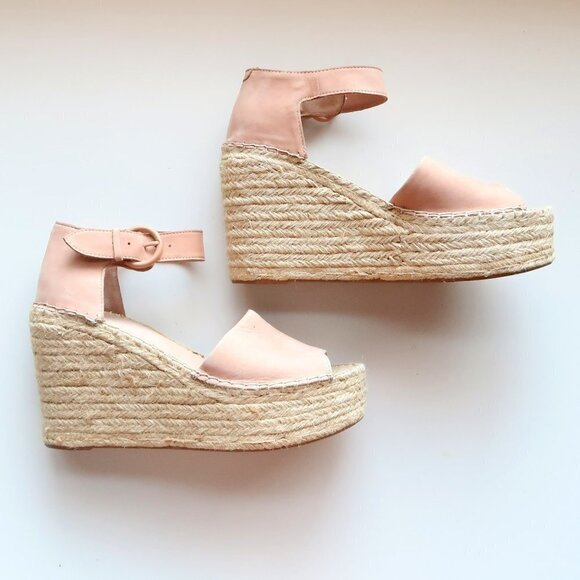 Marc Fisher Alida Pale Pink Platform Espadrille Ankle Strap Sandals Summer Shoes - Picture 8 of 15